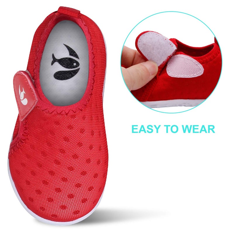 FEETCITY Baby Boys Girls Water Shoes Quick Dry Barefoot Aqua Socks Swim Pool Beach Walking Shoe Red 12-18 Months Infant - Image 5